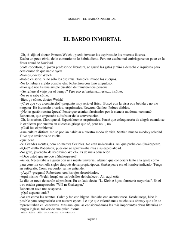 Portada de ASIMOV - EL BARDO INMORTAL
